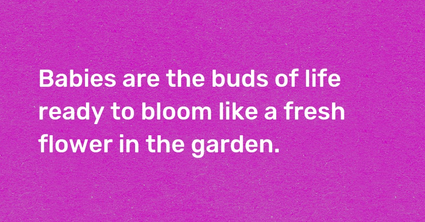 Babies are the buds of life ready to bloom like a fresh flower in the garden.