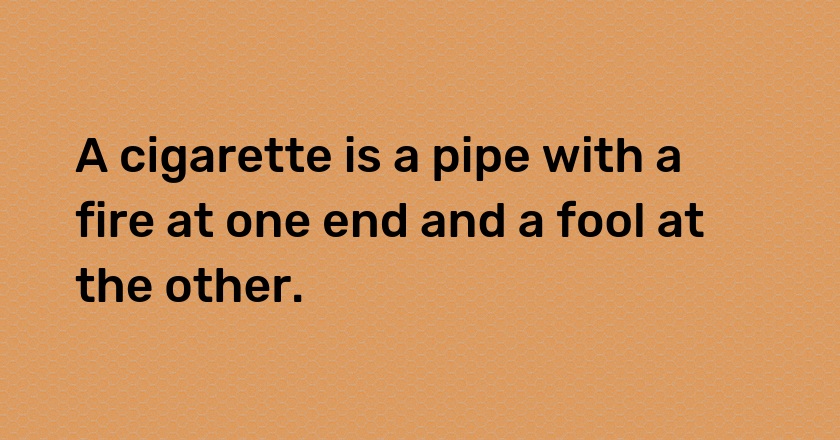 A cigarette is a pipe with a fire at one end and a fool at the other.