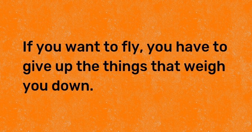 If you want to fly, you have to give up the things that weigh you down.