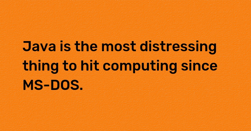 Java is the most distressing thing to hit computing since MS-DOS.