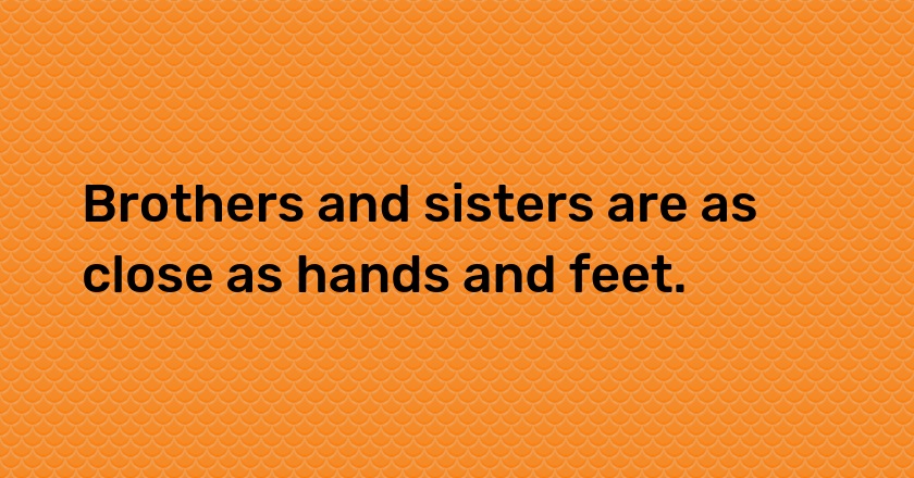 Brothers and sisters are as close as hands and feet.