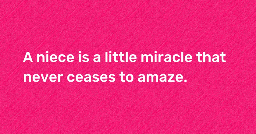 A niece is a little miracle that never ceases to amaze.