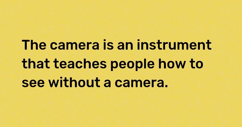 The camera is an instrument that teaches people how to see without a camera.