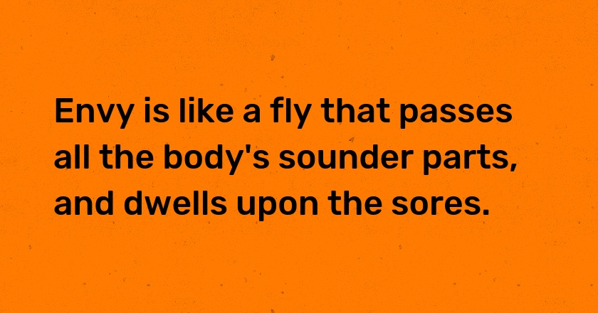 Envy is like a fly that passes all the body's sounder parts, and dwells upon the sores.