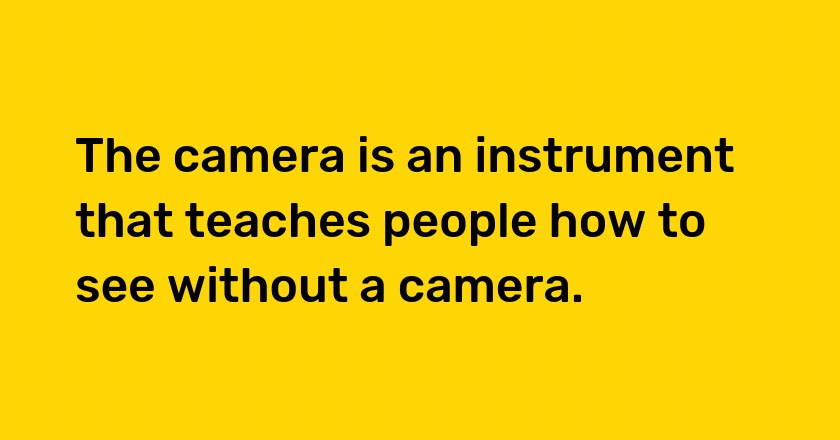 The camera is an instrument that teaches people how to see without a camera.