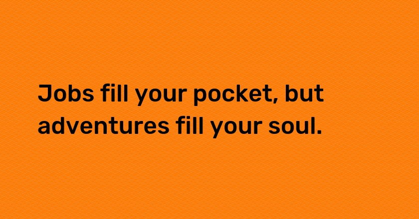 Jobs fill your pocket, but adventures fill your soul.