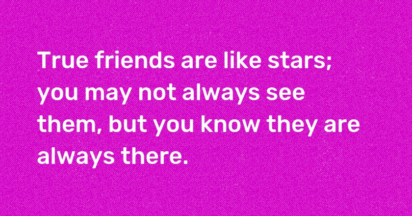 True friends are like stars; you may not always see them, but you know they are always there.