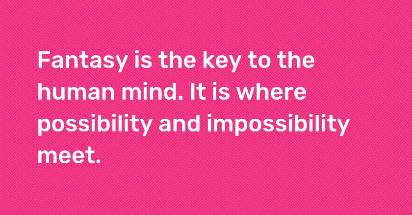 Fantasy is the key to the human mind. It is where possibility and impossibility meet.