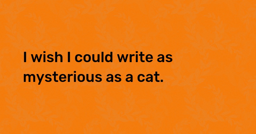 I wish I could write as mysterious as a cat.