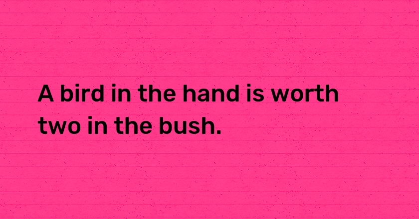 A bird in the hand is worth two in the bush.