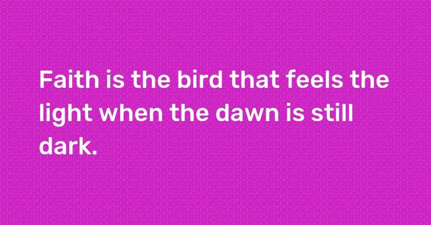 Faith is the bird that feels the light when the dawn is still dark.