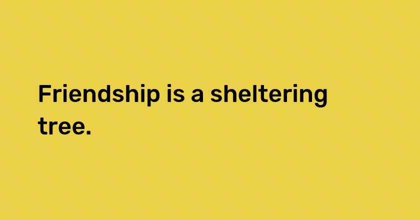 Friendship is a sheltering tree.