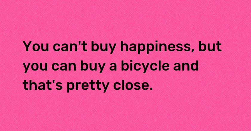 You can't buy happiness, but you can buy a bicycle and that's pretty close.