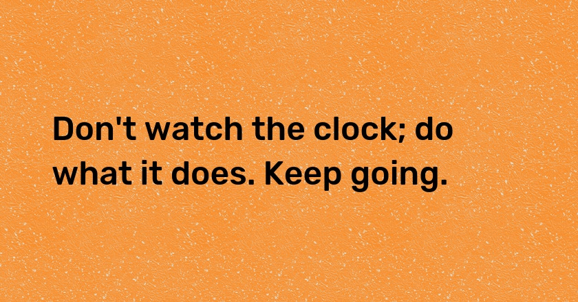 Don't watch the clock; do what it does. Keep going.