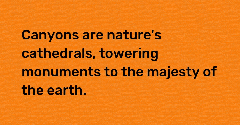 Canyons are nature's cathedrals, towering monuments to the majesty of the earth.