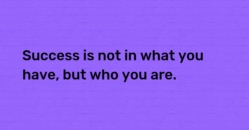 Success is not in what you have, but who you are.