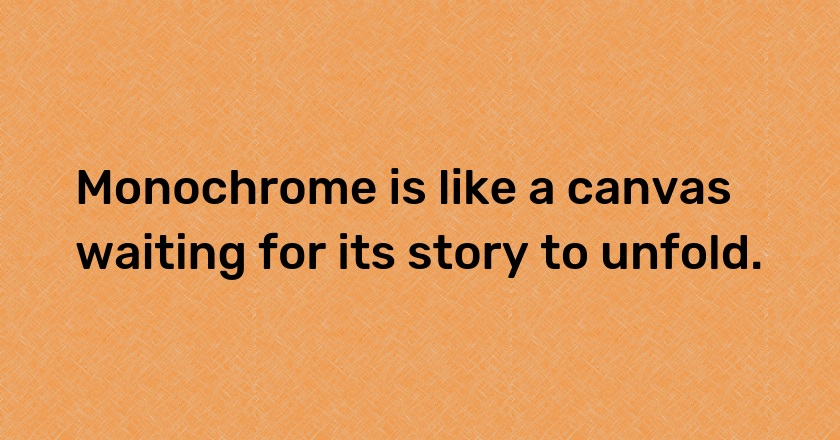 Monochrome is like a canvas waiting for its story to unfold.