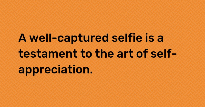 A well-captured selfie is a testament to the art of self-appreciation.