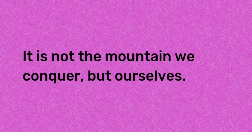 It is not the mountain we conquer, but ourselves.