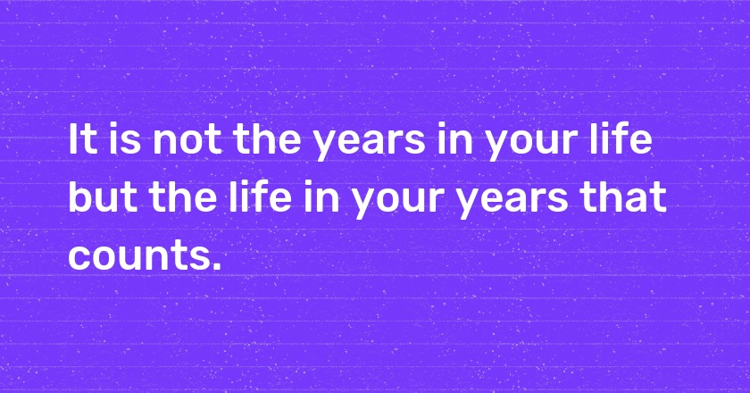 It is not the years in your <span style="background-color:#7638FA; color: #ffff">#life</span> but the <span style="background-color:#FFD600">#life</span> in your years that counts..