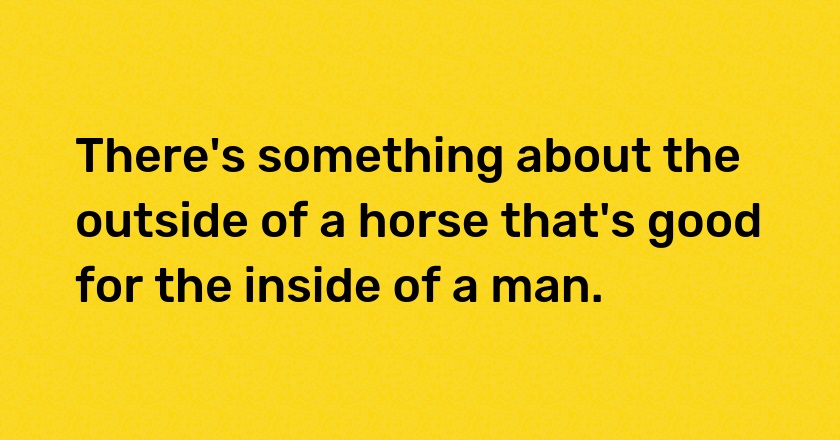 There's something about the outside of a horse that's good for the inside of a man.