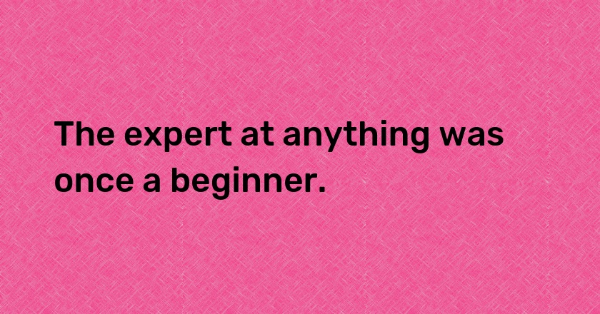 The expert at anything was once a beginner.