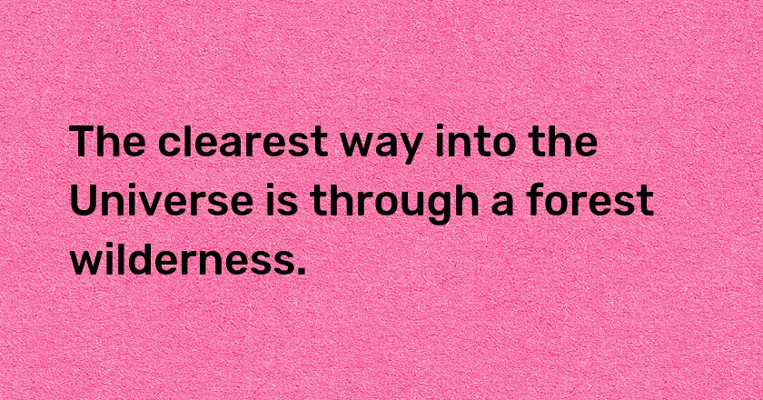 The clearest way into the Universe is through a forest wilderness.