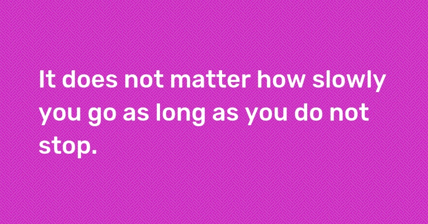 It does not matter how slowly you go as long as you do not stop.