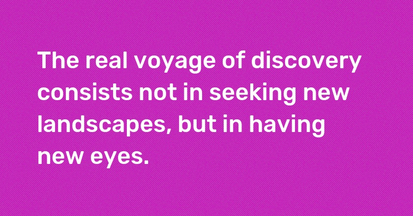 The real voyage of discovery consists not in seeking new landscapes, but in having new eyes.