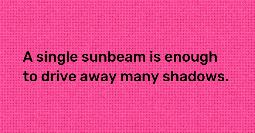 A single sunbeam is enough to drive away many shadows.