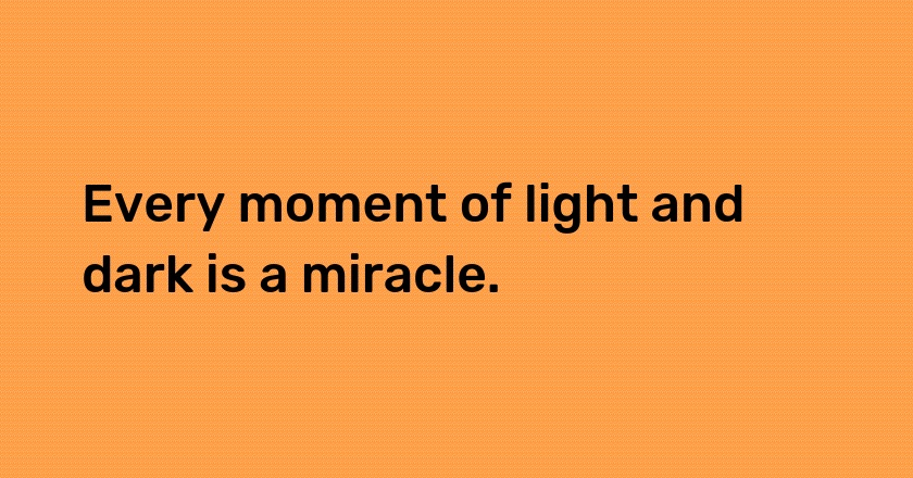 Every moment of light and dark is a miracle.