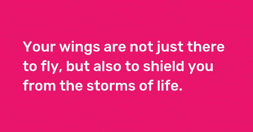 Your wings are not just there to fly, but also to shield you from the storms of life.