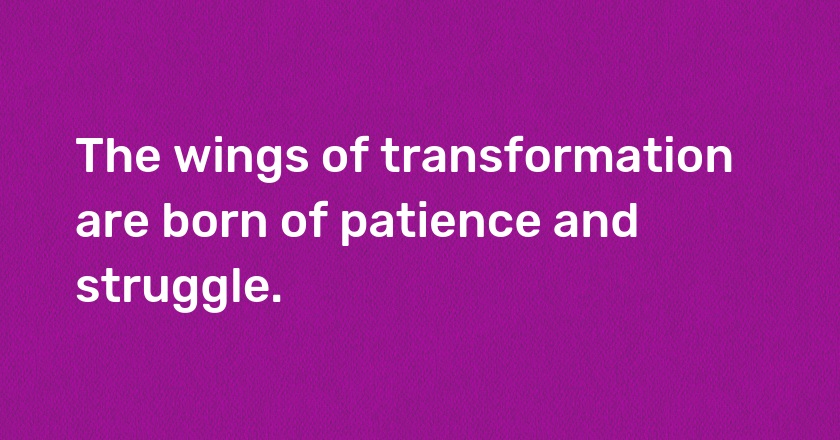 The wings of transformation are born of patience and struggle.