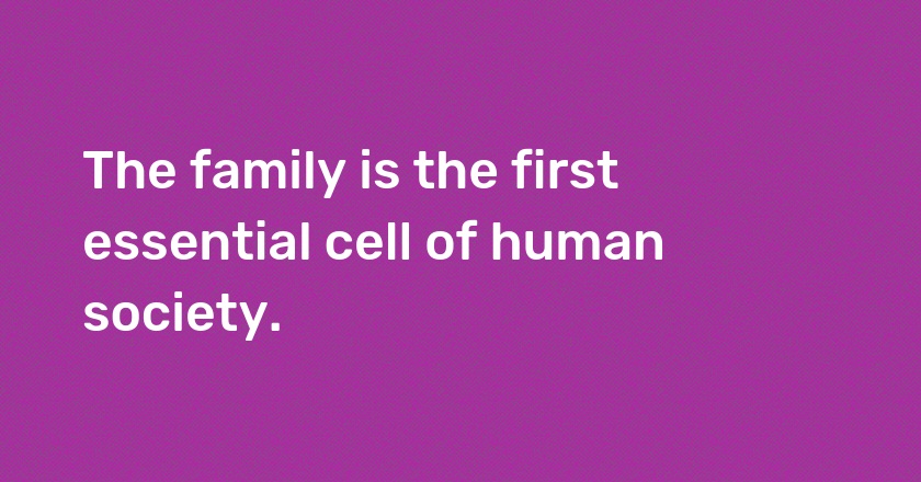 The family is the first essential cell of human society.