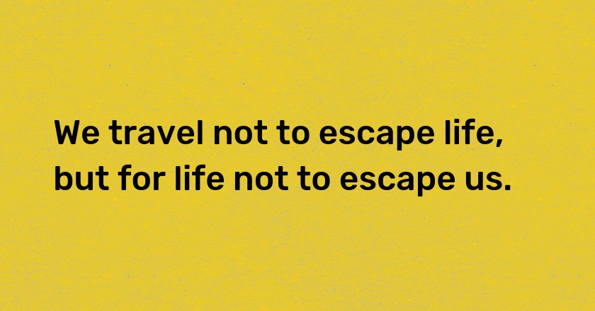 We travel not to escape life, but for life not to escape us.