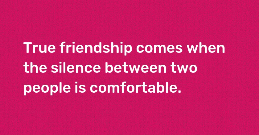 True friendship comes when the silence between two people is comfortable.