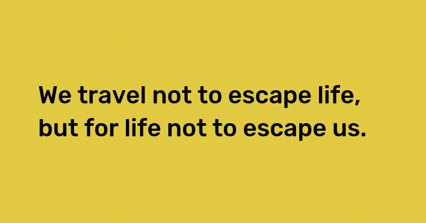 We travel not to escape life, but for life not to escape us.