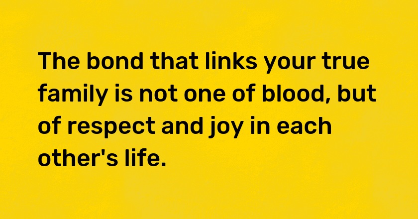 The bond that links your true family is not one of blood, but of respect and joy in each other's life.