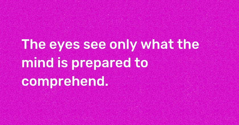 The eyes see only what the mind is prepared to comprehend.