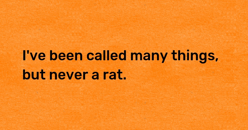 I've been called many things, but never a rat.