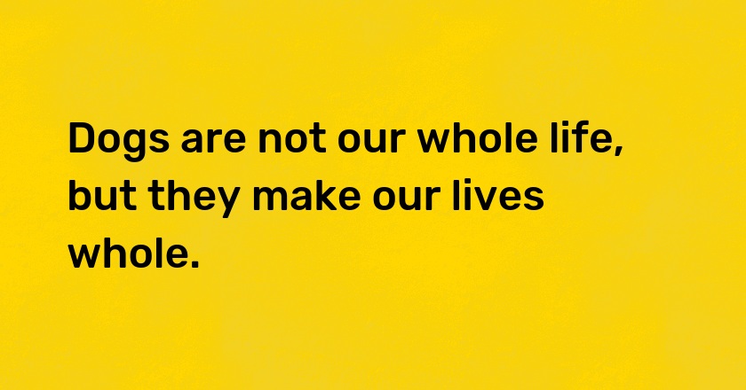 Dogs are not our whole life, but they make our lives whole.