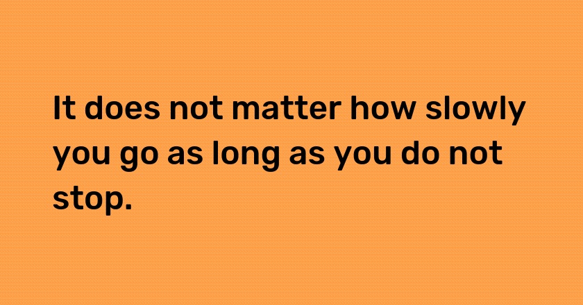 It does not matter how slowly you go as long as you do not stop.