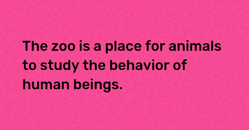 The zoo is a place for animals to study the behavior of human beings.