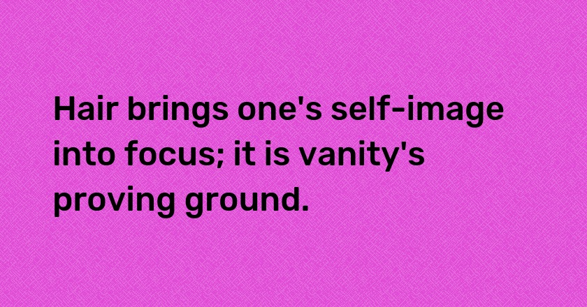 Hair brings one's self-image into focus; it is vanity's proving ground.