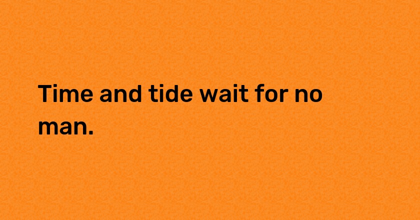 Time and tide wait for no man.