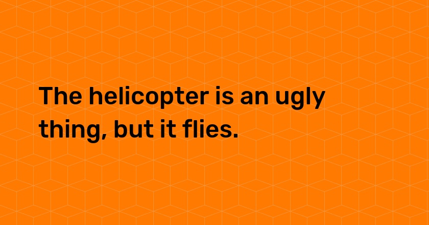 The helicopter is an ugly thing, but it flies.