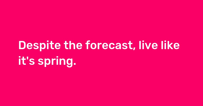 Despite the forecast, live like it's spring.