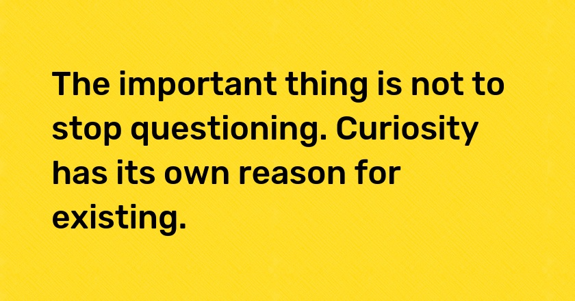 The important thing is not to stop questioning. Curiosity has its own reason for existing.