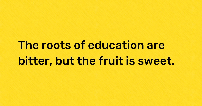 The roots of education are bitter, but the fruit is sweet.