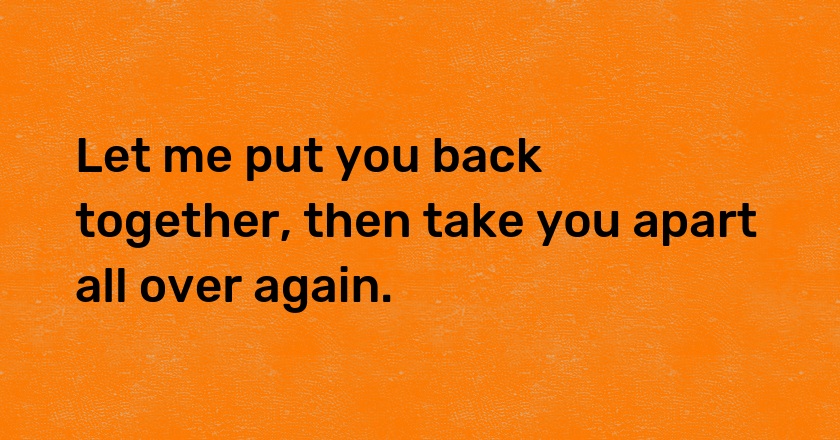 Let me put you back together, then take you apart all over again.